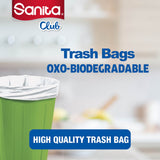 GETIT.QA- Qatar’s Best Online Shopping Website offers SANITA CLUB TRASH BAGS BIODEGRADABLE 10 GALLONS SIZE 65 X 52CM 30PCS at the lowest price in Qatar. Free Shipping & COD Available!