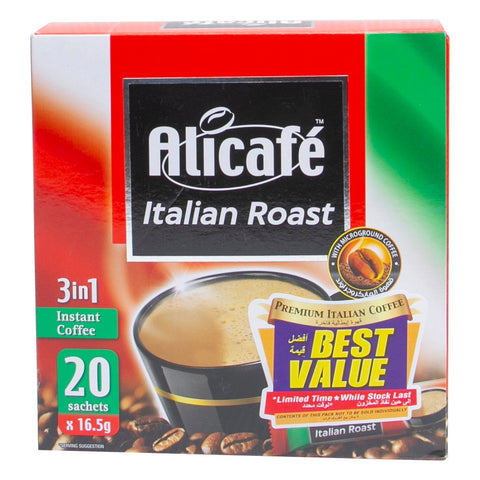 GETIT.QA- Qatar’s Best Online Shopping Website offers ALICAFE ITALIAN ROAST 3IN1 INSTANT COFFEE 20 X 16.5 G at the lowest price in Qatar. Free Shipping & COD Available!