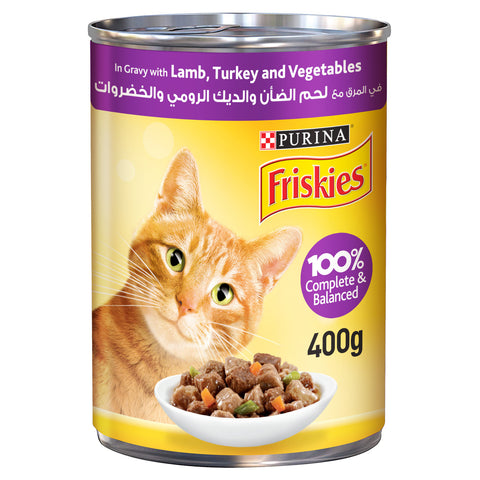 GETIT.QA- Qatar’s Best Online Shopping Website offers PURINA FRISKIES WET CAT FOOD LAMB-- TURKEY AND VEGETABLES IN GRAVY 400G at the lowest price in Qatar. Free Shipping & COD Available!