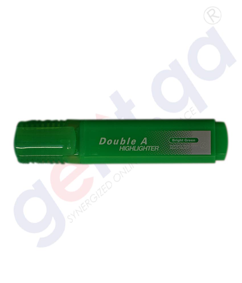 DOUBLE A HIGHLIGHTER - PACK OF 10'S BRIGHT GREEN DHL-220-BG
