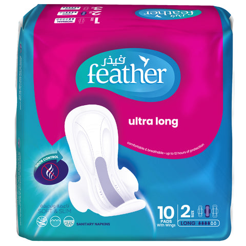 GETIT.QA- Qatar’s Best Online Shopping Website offers FEATHER ULTRA LONG SANITARY PADS WITH WINGS 2 SIZE 10PCS at the lowest price in Qatar. Free Shipping & COD Available!