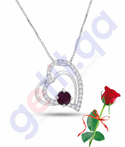 Buy Valentine Double Heart Pendant with Rose Price in Qatar