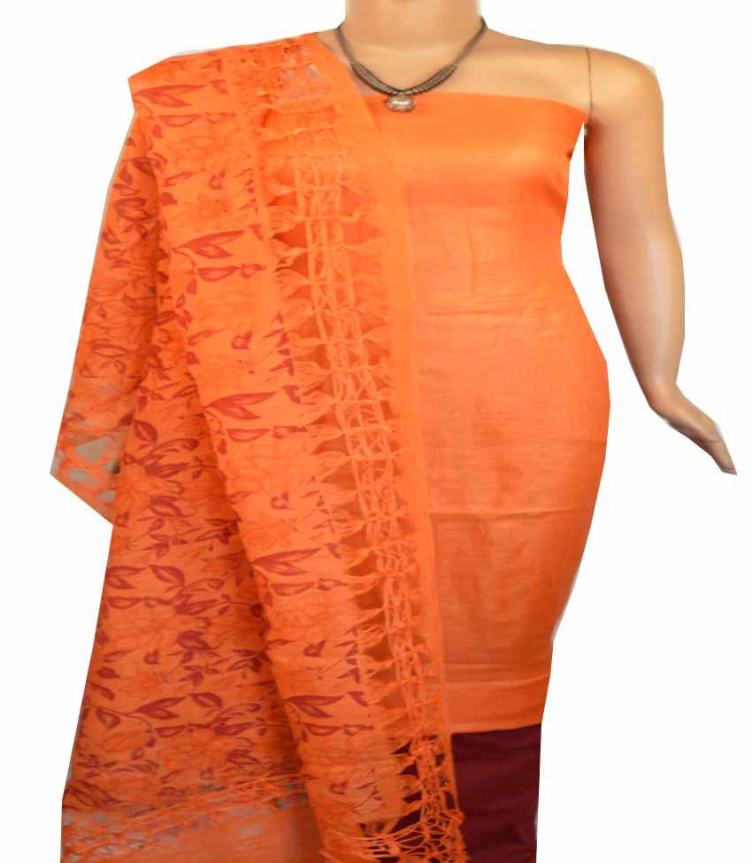 Churidar Material: Top in Linen, Duppata in Linen and Bottom in Cotton Silk (Un-stitched-180100398