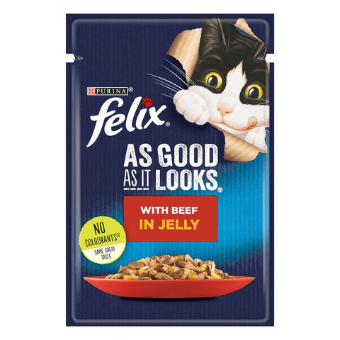 GETIT.QA- Qatar’s Best Online Shopping Website offers PURINA CAT FOOD FELIX AS GOOD AS IT LOOKS WITH BEEF IN JELLY 85G at the lowest price in Qatar. Free Shipping & COD Available!