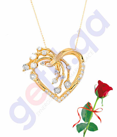 Buy Valentine Heart Pendant with Rose Price Online in Qatar