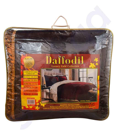 Buy Duffodil Velvet Comforter 10pc Set Brown Online in Doha Qatar