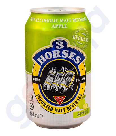 Buy 3Horses Green Apple Malt 330ml Can Online in Doha Qatar