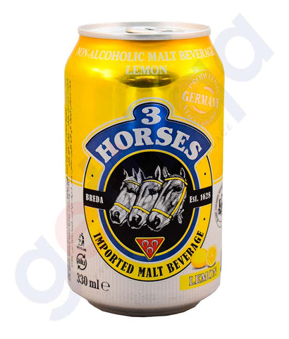 Buy 3 Horses Lemon Malt 330ml Can Online in Doha Qatar