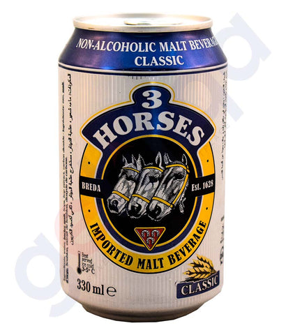 Buy 3 Horses Non-Alcoholic Classic Malt 330ml Price Online in Doha Qatar