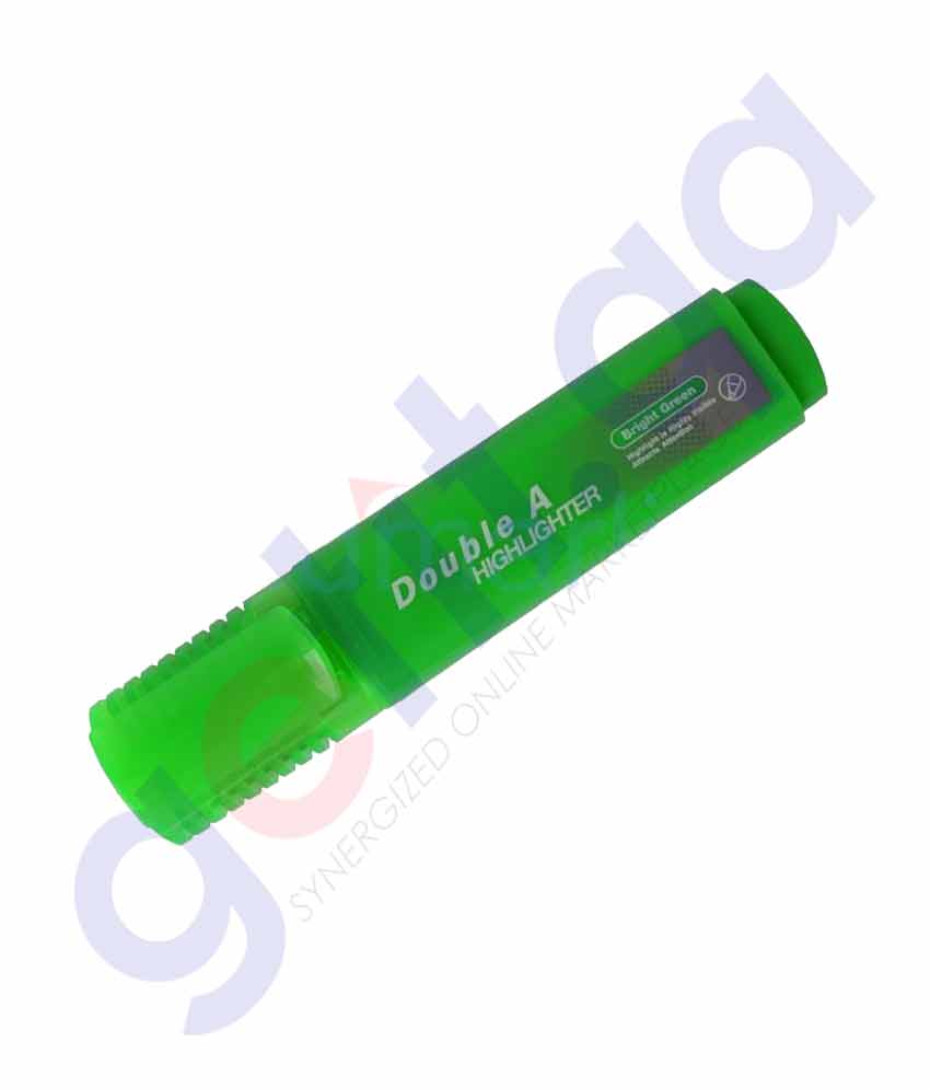 DOUBLE A HIGHLIGHTER - PACK OF 10'S BRIGHT GREEN DHL-220-BG