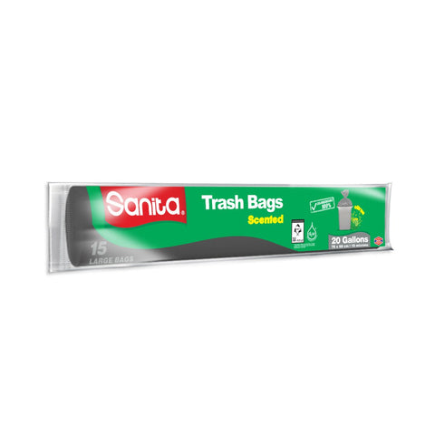 GETIT.QA- Qatar’s Best Online Shopping Website offers SANITA TRASH BAGS SCENTED LARGE 20 GALLONS SIZE 78 X 68CM/ 18 MICRONS 15PCS at the lowest price in Qatar. Free Shipping & COD Available!