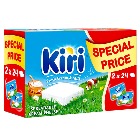 GETIT.QA- Qatar’s Best Online Shopping Website offers KIRI SPREADABLE CREAM CHEESE SQUARES 2 X 24 PORTIONS 864G at the lowest price in Qatar. Free Shipping & COD Available!