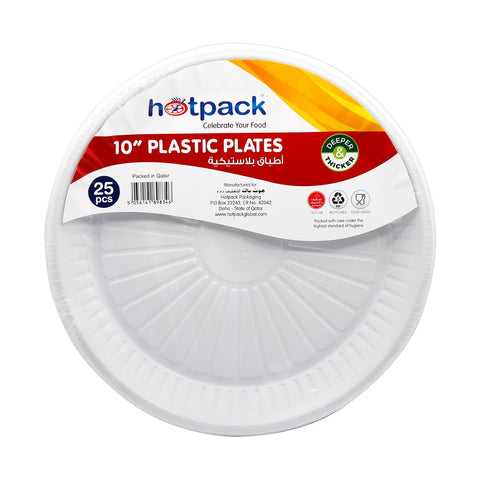 GETIT.QA- Qatar’s Best Online Shopping Website offers HOTPACK PLASTIC PLATE 10"" 25PCS at the lowest price in Qatar. Free Shipping & COD Available!