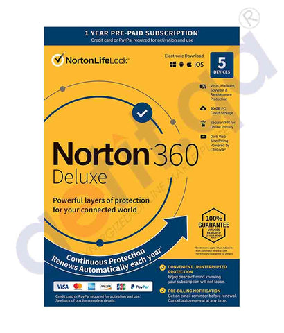 GETIT.QA | Buy Norton 360 Deluxe 50GB AR 5-User Online in Doha Qatar