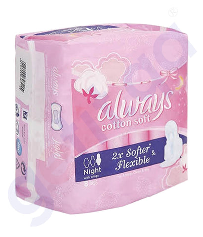 Buy Always Cotton Soft Flexible Night 8 Pads in Doha Qatar