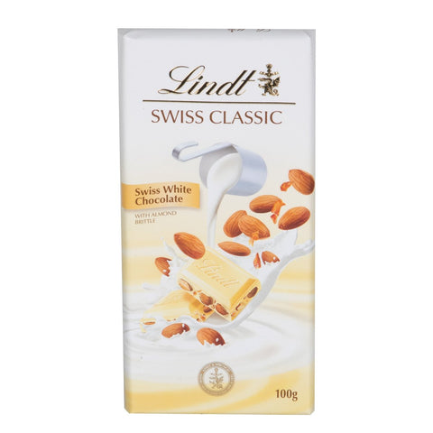 GETIT.QA- Qatar’s Best Online Shopping Website offers LINDT SWISS CLASSIC WHITE CHOCOLATE WITH ALMOND BRITTLE 100 G at the lowest price in Qatar. Free Shipping & COD Available!