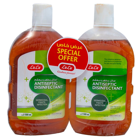 GETIT.QA- Qatar’s Best Online Shopping Website offers LULU ANTISEPTIC DISINFECTANT 2 X 500ML at the lowest price in Qatar. Free Shipping & COD Available!