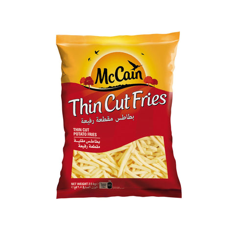 GETIT.QA- Qatar’s Best Online Shopping Website offers MCCAIN THIN CUT POTATO FRIES 2.5KG at the lowest price in Qatar. Free Shipping & COD Available!