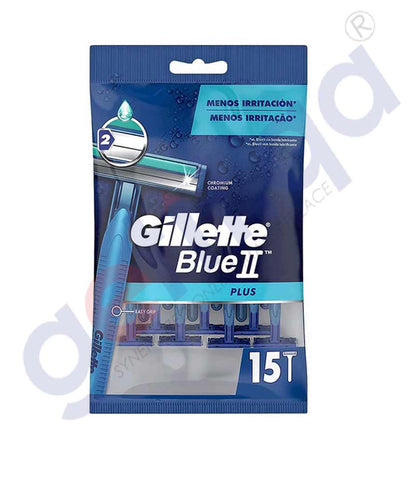 GETIT.QA | Buy Gillette Blue II Plus 15CT Price Online in Doha Qatar