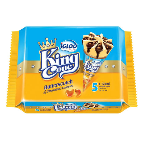 GETIT.QA- Qatar’s Best Online Shopping Website offers IGLOO KING CONE BUTTER SCOTCH ICE CREAM 5 X 120 ML at the lowest price in Qatar. Free Shipping & COD Available!