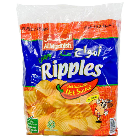 GETIT.QA- Qatar’s Best Online Shopping Website offers AL MUDHISH CRISPY RIPPLES HOT SAUCE FLAVOUR 24 X 15 G at the lowest price in Qatar. Free Shipping & COD Available!