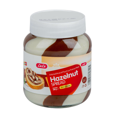 GETIT.QA- Qatar’s Best Online Shopping Website offers LULU DUO COCOA HAZELNUT SPREAD 400G at the lowest price in Qatar. Free Shipping & COD Available!