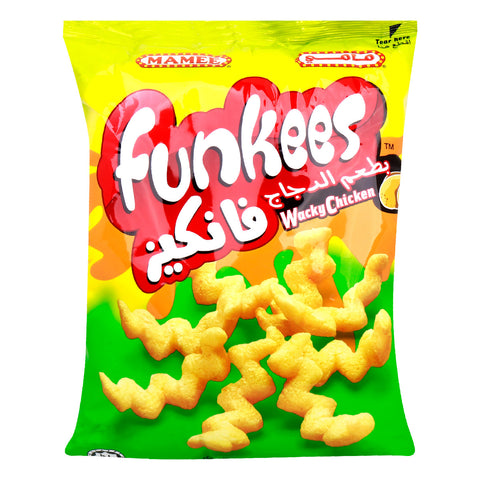 GETIT.QA- Qatar’s Best Online Shopping Website offers MAMEE FUNKEES WACKY CHICKEN CORN SNACKS 60 G at the lowest price in Qatar. Free Shipping & COD Available!