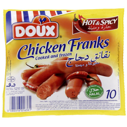 GETIT.QA- Qatar’s Best Online Shopping Website offers DOUX HOT & SPICY CHICKEN FRANKS 400 G at the lowest price in Qatar. Free Shipping & COD Available!