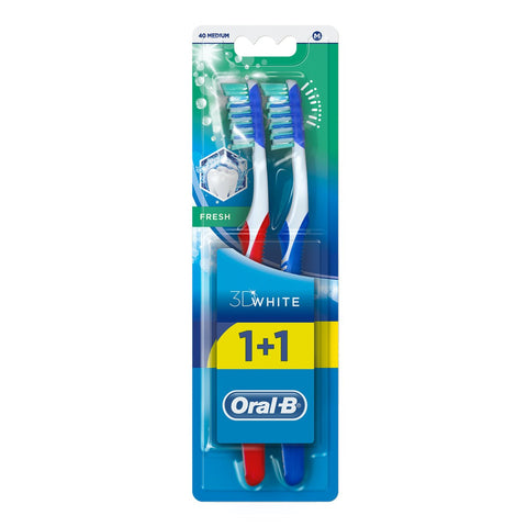 GETIT.QA- Qatar’s Best Online Shopping Website offers ORAL B TOOTHBRUSH 3D WHITE FRESH MEDIUM ASSORTED COLORS 1+1 at the lowest price in Qatar. Free Shipping & COD Available!