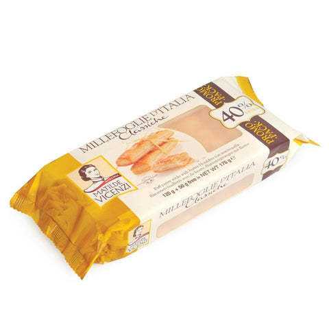 GETIT.QA- Qatar’s Best Online Shopping Website offers MATILED VICENZI MILLEFOGLIE D'ITALIA PUFF PASTRY STICKS WITH BUTTER 125 G at the lowest price in Qatar. Free Shipping & COD Available!