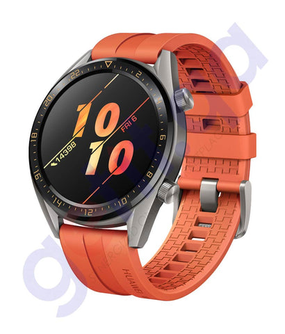 Buy Huawei Watch GT Orange Strap Active Titanium Grey Online Doha Qatar