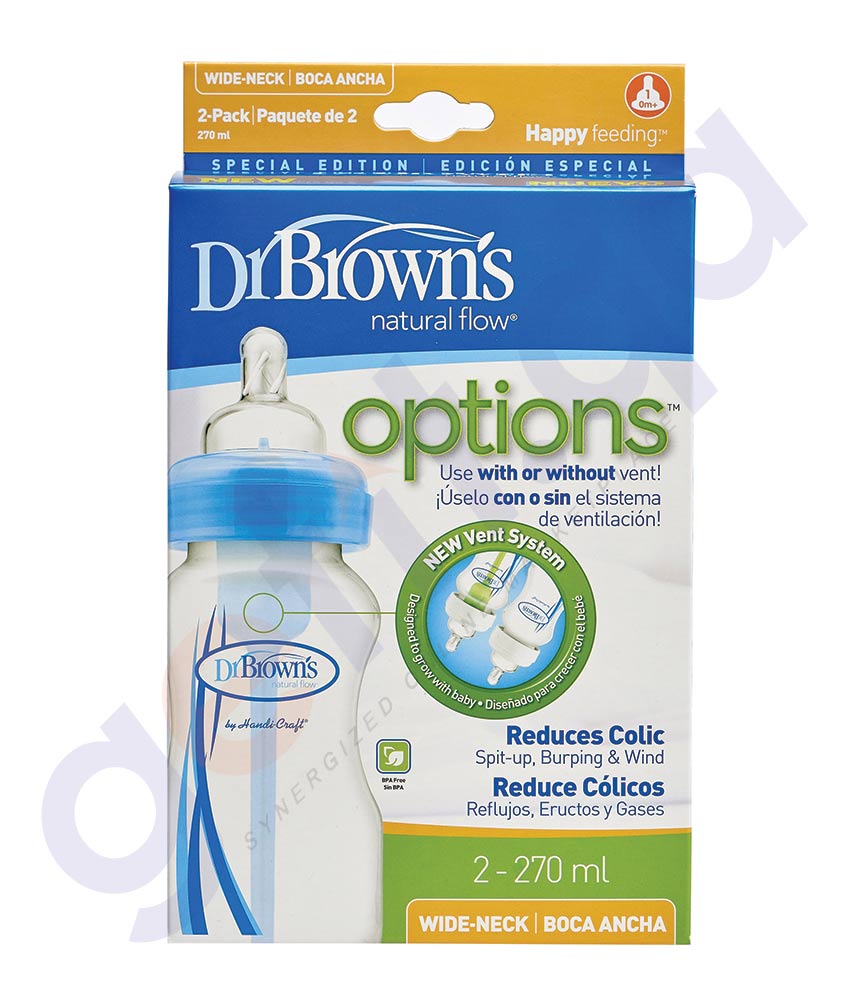 BUY DR BROWN NARROW NECK OPTIONS BOTTLE-2PACK BLUE -SB82405 IN QATAR