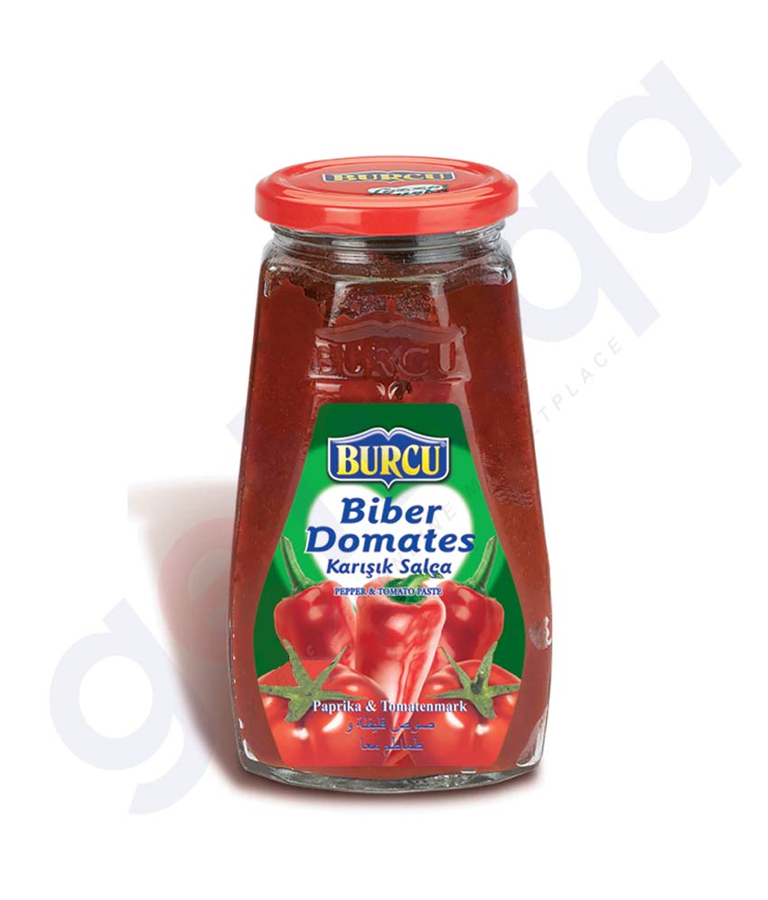 BUY BEST PRICED BURCU MIXED PEPPER AND TOMATO PASTE 320GMS IN QATAR