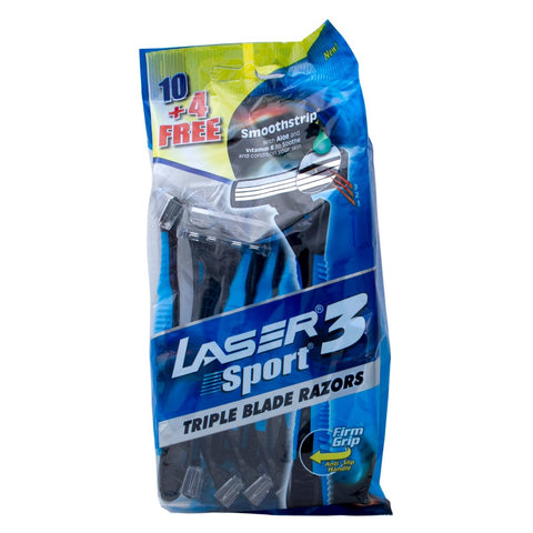 GETIT.QA- Qatar’s Best Online Shopping Website offers LASER SPORT 3 TRIPLE BLADE DISPOSABLE RAZOR 10 + 4 at the lowest price in Qatar. Free Shipping & COD Available!