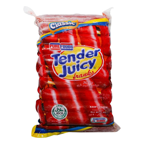 GETIT.QA- Qatar’s Best Online Shopping Website offers PURE FOODS CLASSIC TENDER JUICY FRANKS 1 KG at the lowest price in Qatar. Free Shipping & COD Available!