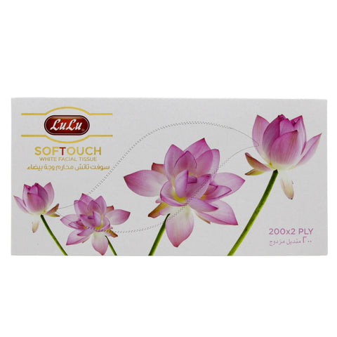 GETIT.QA- Qatar’s Best Online Shopping Website offers LULU SOFTOUCH WHITE FACIAL TISSUE PINK 200'S 2 PLY at the lowest price in Qatar. Free Shipping & COD Available!