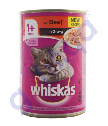 BUY WHISKAS BEEF IN GRAVY 400GM IN QATAR | HOME DELIVERY WITH COD ON ALL ORDERS ALL OVER QATAR FROM GETIT.QA