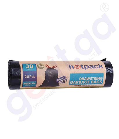 BUY HOTPACK DRAWSTRING GARBAGE BAGS MEDIUM (60 X 90 CM) 20 PCS IN QATAR, ONLINE AT GETIT.QA. CASH ON DELIVERY AVAILABLE