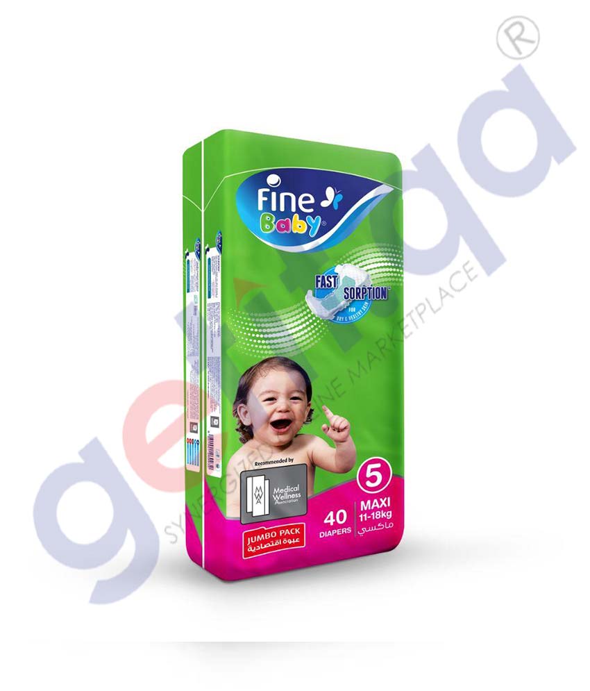 GETIT.QA | Buy Fine Baby Diaper Jumbo Pack Maxi 40 Diapers Doha Qatar
