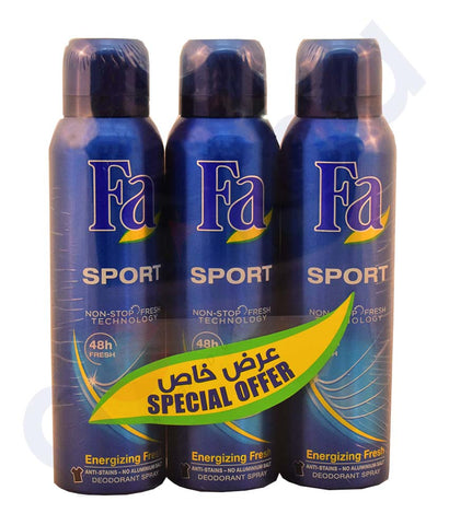 Buy Fa Men Energizing Fresh Deodorant 3*150ml Online Qatar