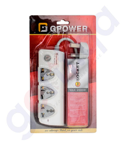 Buy GPower 3 Mtr 3 Way Socket Extension Online Doha Qatar