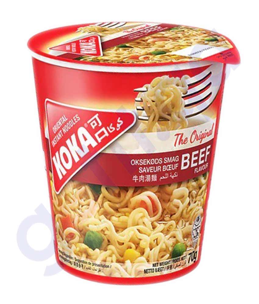 BUY KOKA CUP NOODLES BEEF 70GM IN QATAR | HOME DELIVERY WITH COD ON ALL ORDERS ALL OVER QATAR FROM GETIT.QA
