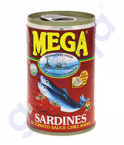 BUY MEGA SARDINES IN TOMATO SAUCE CHILLI ADDED 155G IN QATAR | HOME DELIVERY WITH COD ON ALL ORDERS ALL OVER QATAR FROM GETIT.QA