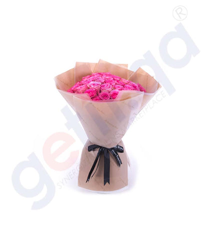 Buy Roses en Rose Hand Bouquet Price Online Doha Qatar