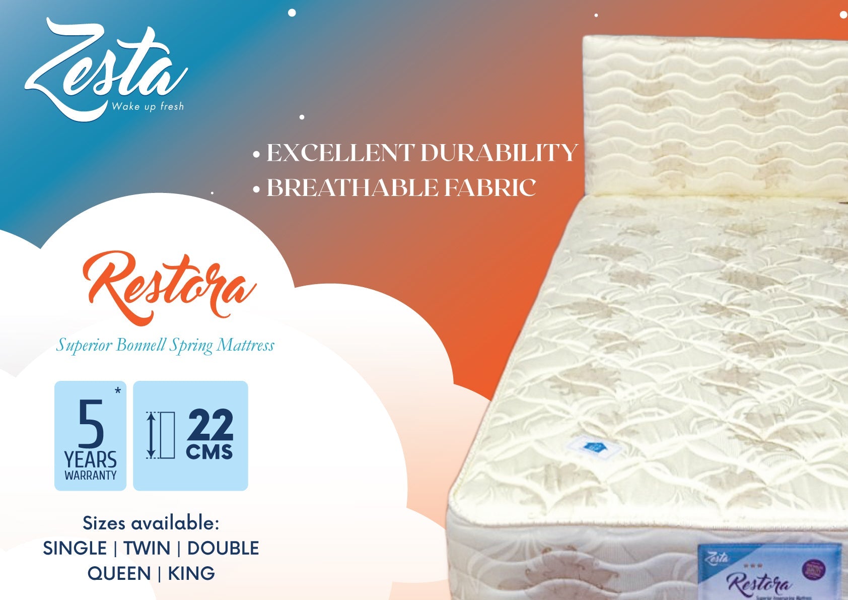 BUY Restora Bonnell Spring Mattress IN QATAR | HOME DELIVERY WITH COD ON ALL ORDERS ALL OVER QATAR FROM GETIT.QA