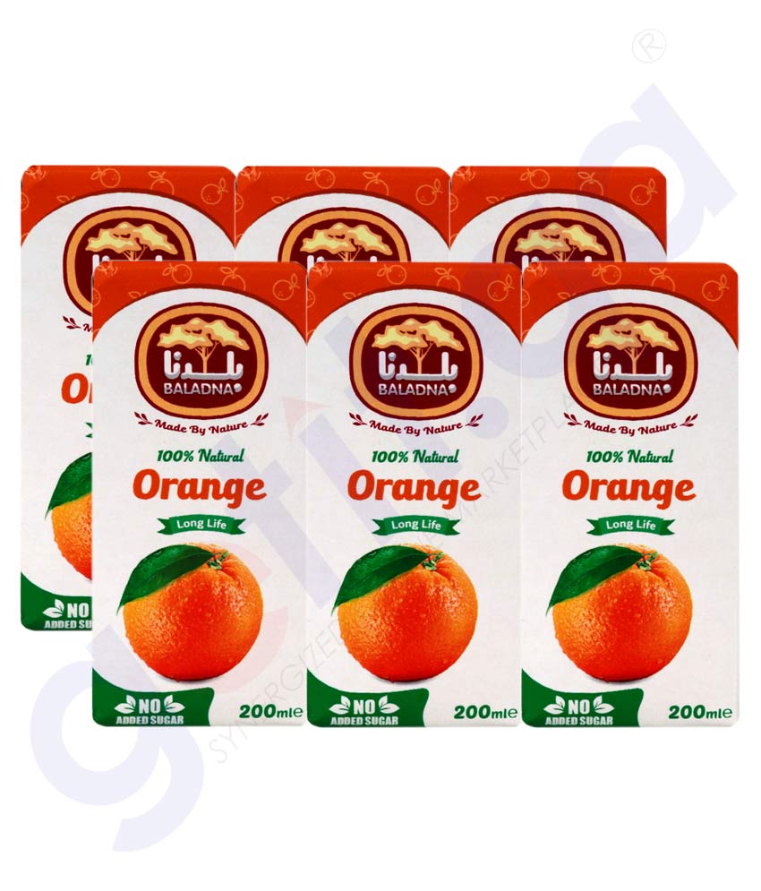 Buy Baladna Orange Juice LL 200mlx6 Online Doha Qatar