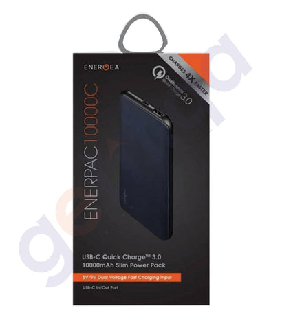 CAR CHARGER - ENERGEA ENERPAC 10000MAH LI-POLYMER POWER PACK FAST CHARGE QC3.0 - GUN METAL