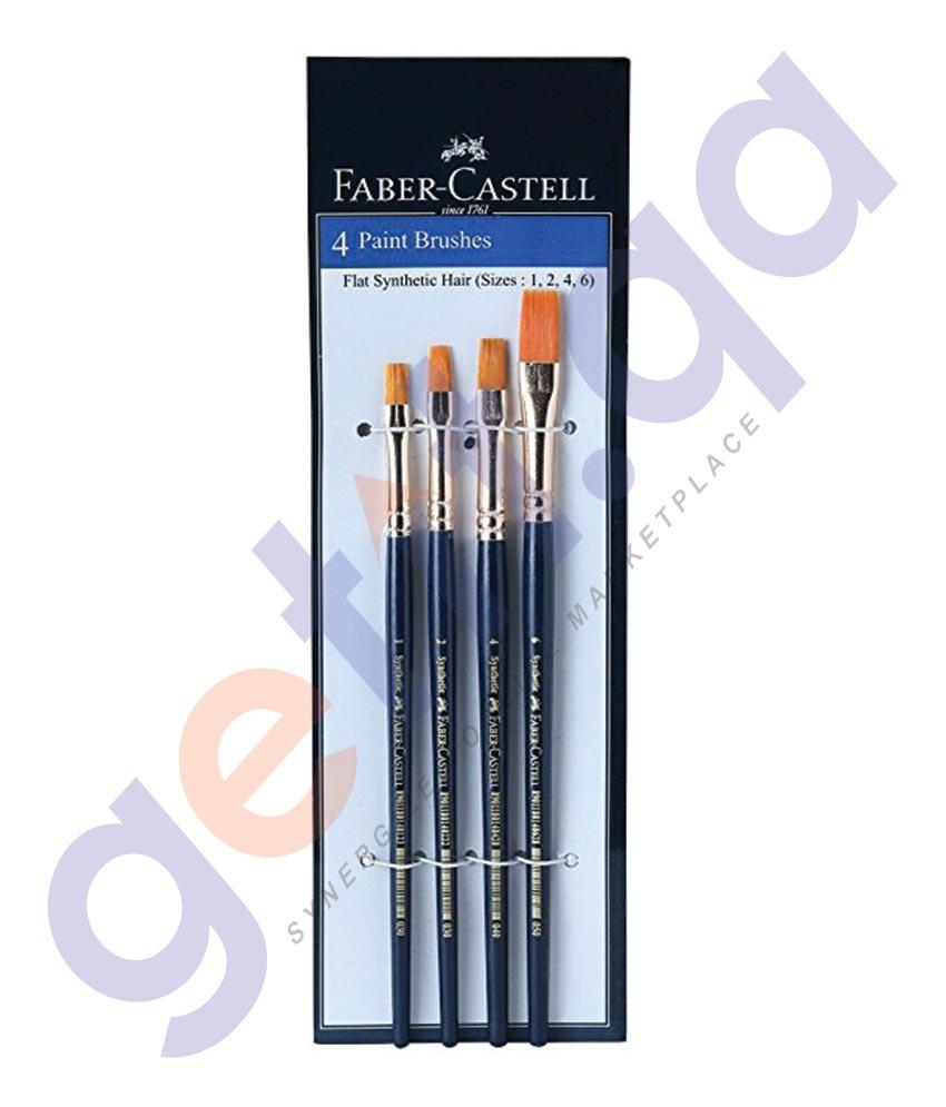 Drawing And Modelling Items - XXX SYNTHETIC HAIR BRUSH FLAT ASSORTED BY FABER CASTELL