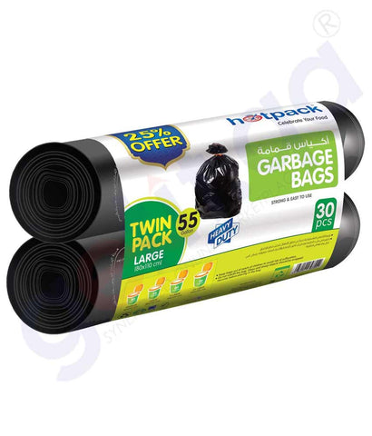 BUY HOTPACK GARBAGE BAGS LARGE (80 X 110 CM ) 30 PCS IN QATAR, ONLINE AT GETIT.QA. CASH ON DELIVERY AVAILABLE