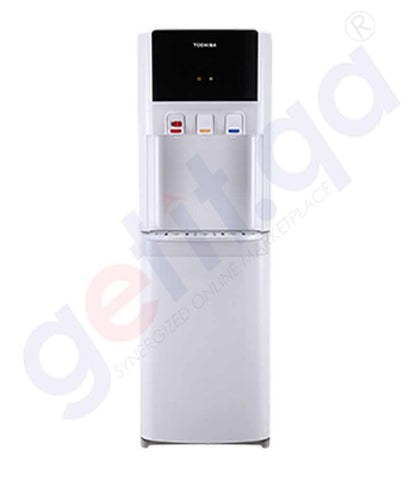BUY TOSHIBA WATER DISPENSER TOP LOADING, HOT. COLD AND NORMAL WATER 20LTR BIG CABINET CHILD SAFETY LOCK WHITE COLOR RWF-W1766TU(W IN QATAR | HOME DELIVERY WITH COD ON ALL ORDERS ALL OVER QATAR FROM GETIT.QA